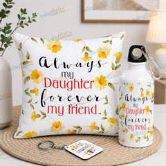 Gift for Daughter Birthday Special Birthday for Daughter Printed Cushion(12 inch X 12 inch with Filler with Keychian) Girls Pillow Daughters Day for Daughter and Girls AT-7