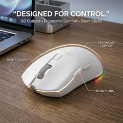 Offbeat Ivy Blutooth 5.2 + 2.4Ghz Wireless Gaming Mouse | Triple Device connectivity | 5000 DPI 1000 hz pollinng Rate 6D Button | 600 mAh Battery 100 Hours Playtime | Silent Click (Black)