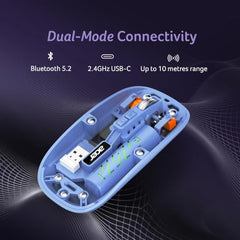 Acer Clearview Wireless Mouse, Dual Mode Bluetooth 5.2 & 2.4GHz, Rechargeable 500mAh Battery, RGB Lighting, 3200 DPI Adjustable, Silent Portable Mouse for Laptop, PC, Mac & Tablet, Blue
