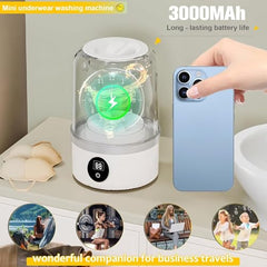 Mini Washing Machine for Clothes | Portable Automatic Washer with USB Power | Compact Laundry Machine for Travel, Baby Clothes, Underwear & Small Loads | Foldable & Lightweight A6