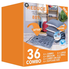 GONGSHI Plastic 24 Pack Vacuum Storage Bags with Electric Pump, (5 Jumbo, 5 Large, 5 Medium, 5 Small, 4 Roll Up Bags) Space Saver Bag for Mattress, Blanket, Duvets, Comforters,Travel, Transparent