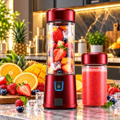Juicer for Home ^ Lacossi Juicer Mixer Grinder with 1500mAh Battery, 6 Blades 3Gears Fast Blending, 2-Jar Capacity (400ml*2) | 40 Watts Bullet Rechargeable Portable Personal Juicer
