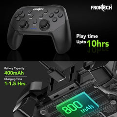 FRONTECH Fire Wired Gaming Pad with USB Type-C, Dual Vibration Motors, RGB Lighting, Trigger Button, Compatible with PS3, PC & Android TV (GP-0001, Black)
