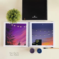MENORAH - Artist Square Sketch Book - 180 GSM - Square Drawing Book - (100 Pages/50 Sheets) - Hard Metal Spiral Bound - (15.0 cm x 15.0 cm) - Pink