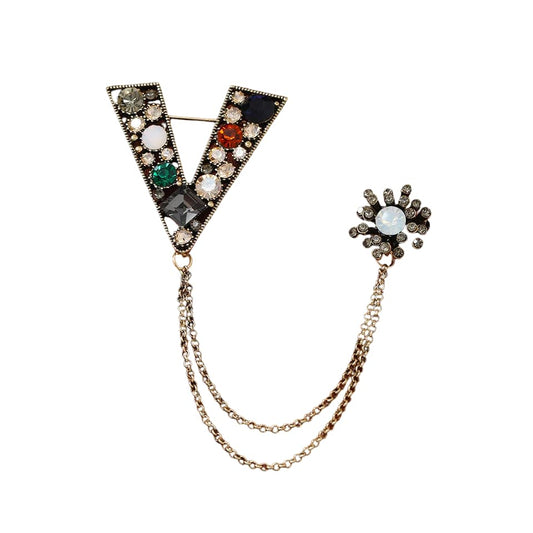 SYGA Men's & Women Diamond Brooch/Lapel Pin Tassel Brooch Pin with Crystal Chain(Multicolor)
