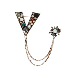 SYGA Men's & Women Diamond Brooch/Lapel Pin Tassel Brooch Pin with Crystal Chain(Multicolor)