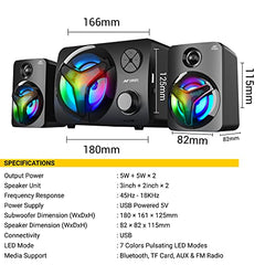 Ant Esports GS150 Computer Speakers, 2.0CH PC Speakers, in-line Volume Control, 6W USB Powered Stereo Desktop Speakers with 3.5mm AUX for PC/Laptop/Projector/Tablet/Cellphone