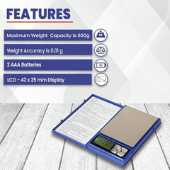 NUTRI FIT 0.01g Pocket Gold Jewellery Scale, 5000g Capacity, Blue, LCD Display with Tare Function