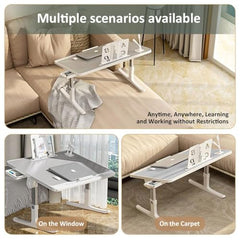 ARUP Multi-Purpose Laptop/Bed Table with Foldable Legs, Adjustable Height Engineered Wood Lap Table -Grey, 60cm,45cm, 28 Cm