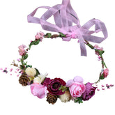 SYGA Flower Tiara Headband and Flower Floral Hair Bands Floral Garland For Women Bride Wedding Vine Tiara Bridal Crown Hair Accessory - Pink