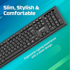 Earthonic WKM-100-E Wired Keyboard & Mouse Combo, USB Plug & Play Setup, Comfortable Design, Adjustable Keyboard Stand, 1.5 M Cable Length for Windows, Mac OS Computer