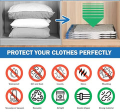 eumqestoer Vacuum Bags|Clothes Storage Bag with Hand Pump|Set of 5|1 Jumbo,2 Large,2 Medium |Reusable Space Saver|Airtight Ziplock Compression for Travel-Clothing-Comforters-Blankets & Bedding