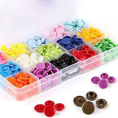 SYGA Plastic Snap Buttons Set-300 pcs T5 Fastener Snap Button with 15 Colors (20 Each) Press Stud for Sewing, Craft, Embroidery, DIY Clothing, No-Sew for Baby Cloth Diapers, Bibs, Different Fabrics-Multicolour