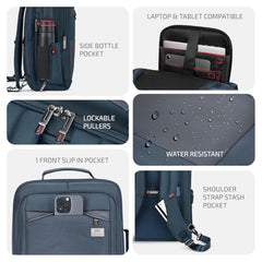 VIP Legacy 17 Inch Convertible Laptop Backpack 25L | Water-Resistant with USB Charging Port | Padded Laptop Sleeve, 3 Compartments, Front Organizer | Office & Travel Backpack for Men & Women (Black)