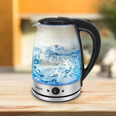Wipro Elato 1.8 litre Glass LED electric Kettle with Keep warm Function | Auto cut off | Triple Protection - Dry Boil, Steam & Over Heat |Stainless Steel Inner Body | 1500 watts