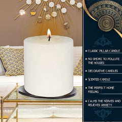 Pure Source India Paraffin Wax Scented Pillar Candles for Home Decor Smokeless & Dripless Candle (Rose - Red) Set of 3.