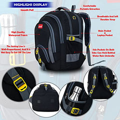 ROZEN 46 cms School Bag Class 5-12 Large 4 partition Laptop Collage Office Travel Backpack Unisex (GREY)