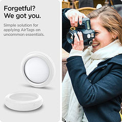 Spigen for AirTag Case, Anti-Lost, Light Silicon Cover with Shockproof, (Silicone Fit) - 2Pack, White