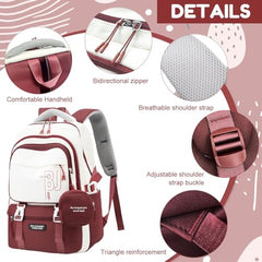 TS WITH TECHSUN College Laptop Backpack for Women & Teens with Zipper Pouch | School Bag for Girls 13-14 Years | 18 Inch Book Backpack | Travel School Bag, Tuition, Coaching (CAPYBARA - BROWN)