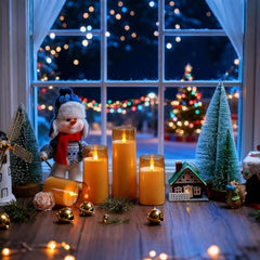 CAVY LED Glass Pillar Candles Light with Acrylic Fiber Glass | Flameless Smokeless Decorative LED Candles Faux Dancing Wicks | Perfect for Diwali Decoration, Home Decor, Gifting, Wedding (Set of 5)