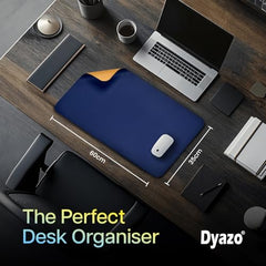 Dyazo Vegan PU Leather Mouse Pad for Remote Work/Office/Gaming, Large Desk Mat, Dual-Sided Anti-Slip, Water-Resistant Design (800 x 300mm, Navy Blue & Yellow)