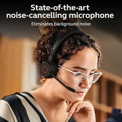 Jabra Evolve 65 TE MS Bluetooth Headset with Mic | Wireless Stereo Office Headphones | Teams Certified | USB-A Link 390 | Work from Home Headset for PC & Mobile.