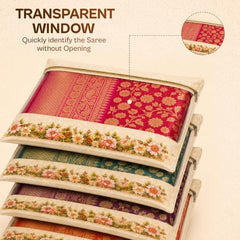 JD FRESH 12 Pcs Large Non Woven Saree Covers For Storage/Saree Bags with Zip/Multi-Purpose Lehenga Storage Bag/Clothes Covers for Dresses/Sarees/Lehengas (14x17 Inch)