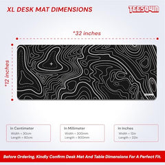 White Topographical XXL Gaming Deskmat 900x450mm – Extended Mousepad for PC
