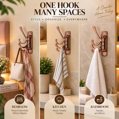 iSTAR Wall Hooks for Hanging | Flexible 4 Pin Hooks Bathroom Cloth Hanger Wall Hook Door Robe Hooks for Hanging Keys, Clothes, Towel (Rose Gold, Pack of 3)