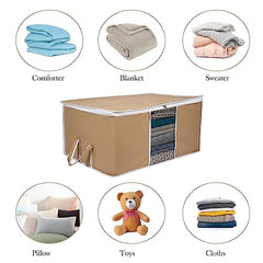 Kuber Industries Leheriya Design Underbed Storage Bag, Storage Organiser, Blanket Cover Set Of 3 (Royal Blue, Non-Woven), 65 x 47 x 33 Centimeters