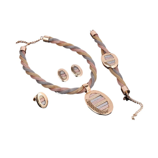 SYGA Pack of 4 Jewelry Set Bridal Banquet Jewelry Set Necklace,Earrings,Bracelet,Ring Set for Party Wedding Festive for Women & Girls Accessories