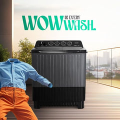 SHARP 9.0 kg, 5 star, Semi-Automatic Top Loading Washing Machine with HydroBlast Wash, Quadroniq Pulsator, 1300 RPM (ES-SD90NB-PR, Ruby Red, Pure Wave)