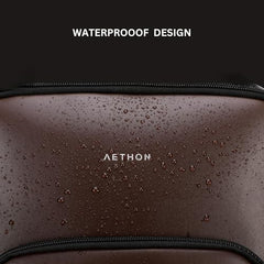 Aethon | Krossover 15.6-Inch Laptop Backpack | Water-Resistant with Multiple Pockets for Office, Travel | Shoulder Bag Made with Vegan Microfiber Leather (BLUE + BROWN)