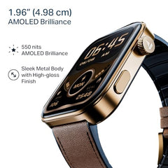 boAt Chrome Endeavour, Premium Metal Body, 1.96”(4.97cm) AMOLED Display,AI Coach Health Insights,Advanced S1 Processor,HRV,VO2 Max,Auto Watchface Refresh, Smart Watch for Men & Women (Fusion Blue)