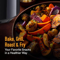 KENT Digital Air Fryer 5L | 1400W | Bake, Grill & Roast | Up to 80% Less Oil Usage | 8 Preset Menu | Rapid Heat Circulation | Digital Display & Touch Control Panel | Glass Window with in built Light