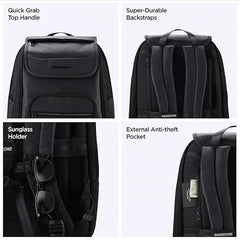 HARISSONS Carbon 15.6 Inch Business Travel Laptop Backpack | Anti-Theft Pocket, Rain Cover & External USB Gate | 30L Durable Work + Travel Backpack for Men | Black