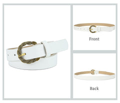 SYGA Women's Retro Snake-Shaped Pin Buckle Thin PU Belt All-Match Long Dress Accessory(White)