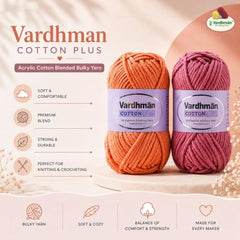 Vardhman Cotton Plus Cotton Acrylic Super Bulky Yarn 16 Ply | Pack-1