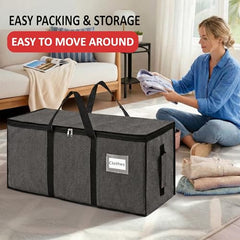 Kuber Industries 2 Pcs Blankets/Clothes Storage Bag | Heavy Duty Nylon 1680 Denier Underbed Storage Bag | Moving Bags with Strong Handle | Moisture Proof | Red & Blue