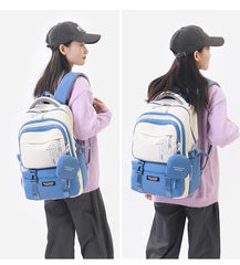 TS WITH TECHSUN College Laptop Backpack for Women & Teens with Zipper Pouch | School Bag for Girls 13-14 Years | 18 Inch Book Backpack | Travel School Bag, Tuition, Coaching (CAPYBARA - BROWN)