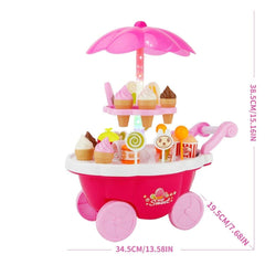 SYGA Ice Cream Play Cart Kitchen Set Toy with Lights and Music, Small