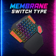 Ant Esports MK1005 One Hand Gaming Keyboard - 45 RGB Backlit Keys, 3 Macro Keys (G1-G3) + REC Key, WASD/Arrow Key Swap, Ergonomic Wrist Rest, USB Type-C OTG Adapter for PC, Laptop & Mobile Gaming
