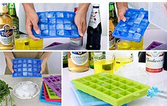 SYGA 24 Grid Cube Silicone Square Ice Cube Mold Tray Easy Release Square Shape Mini Stroage Tray Baby Food, Chocolate, Fruit Ice Cube Cocktail Whiskey Ice Tray Kitchen & Bar Accessories-Random Colour