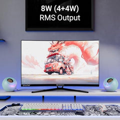 ZEBRONICS Blues 2.0 Computer Speakers, 8 Watts, 45° Elevated Drivers, Dual Passive Radiators, USB Powered, AUX, Volume Control Knob, RGB LED, for Laptops & Desktop (Black)