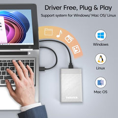 Sounce 2.5-Inch SATA to USB Type-C 3.1 External HDD/SSD Enclosure | 6Gbps UASP Speed | Tool-Free Design | Compatible with 7mm & 9.5mm Drives up to 6TB | Plug & Play | Shockproof Portable Case (Type C)