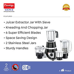 Prestige Delight Pro Mixer Grinder 750 W, 6 Jars, (1500 ml, 1000 ml, 1500 ml, 450 ml) (Purple)