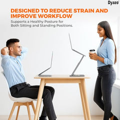 Dyazo 360° Rotating Laptop Stand Holder | Height Adjustable & Foldable Riser for 10-15.6 Inch Laptop | Anti Slip Pads with Heat Vent | Compatible for MacBook, Dell, HP, Lenovo & Other Notebook- Silver