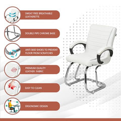 RATISON Special Director Principal Manager Office Visitor with arm Rest with Double Pipe Frame and Cushioned seat Back (2, Black, Double Pipe Frame)