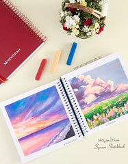 MENORAH - Artist Square Sketch Book - 180 GSM - Square Drawing Book - (100 Pages/50 Sheets) - Hard Metal Spiral Bound - (15.0 cm x 15.0 cm) - Pink