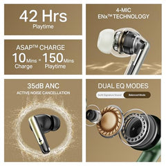 boAt Airdopes 141 Gen 2, 4 Mics ENx Tech, 48 Hrs Playback, Free Music Streaming, Fast Charge, Low Latency, IPX4, v5.4 Bluetooth Earbuds, TWS Ear Buds Wireless Earphones with mic (Active White)